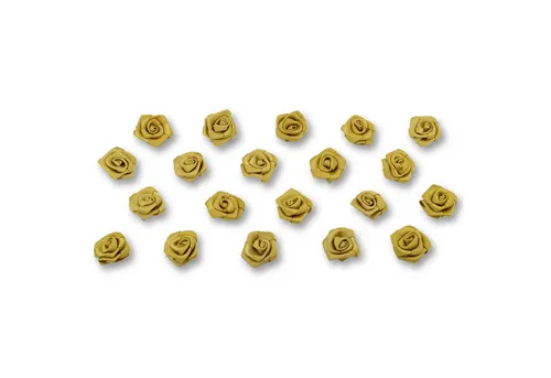 Creativery Streudeko, Satinrosen 2cm zum Basteln & Aufnähen 20 Stück Gold