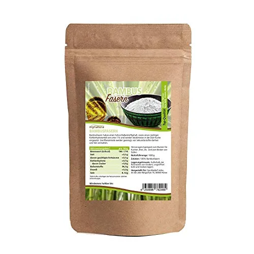 Mynatura Bambusfasern gemahlen 1000g – 100 % Natur – aus kontrolliertem Anbau – Glutenfrei – Kohlenhydratarm – Ballaststoffquelle – Vegan – Schonend verarbeitet – Beutel 1kg (3 x 1kg)
