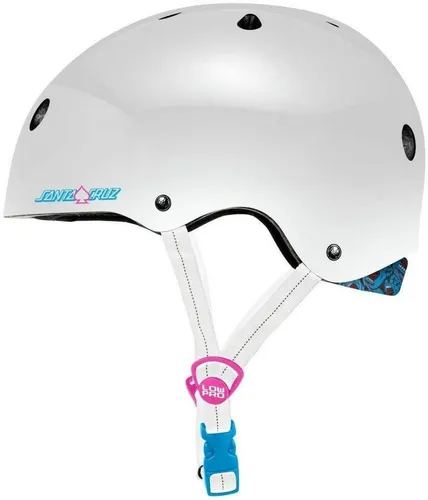 Pro-Tec X Santa Cruz Low Pro Helm - Weiß Glänzend - Fahrradhelm für Skateboarding, mit robuster ABS Hülle und komfortabler Passform, ideal für Sicherheit und Stil auf der Straße und im Skatepark.