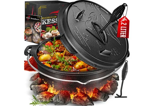 KESSER® Dutch Oven Set BBQ Feuertopf in schwarz von Kesser