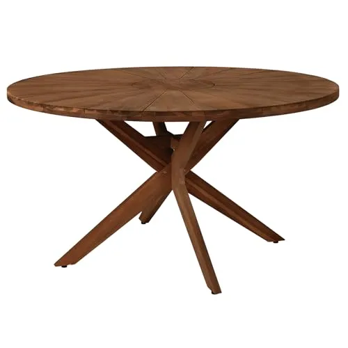 Riess Ambiente Runder Gartentisch KOPENHAGEN - 140cm - wetterfester Esstisch in braun, Akazienholz mit Honey Finish