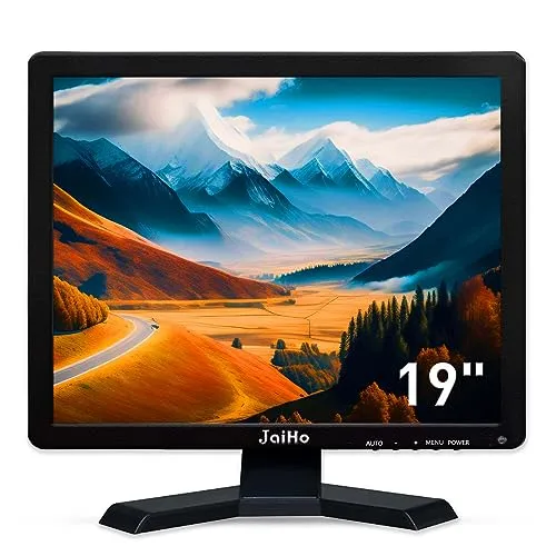 Produktbild JaiHo 19 Zoll Monitor 4:3, CCTV Überwachungsmonitor Metallgehäuse, 1280x1024 LCD Bildschirm HDMI VGA BNC AV USB, Kleine Industrie PC Display für Server Überwachungskamera, Inklusive Wandhalterung