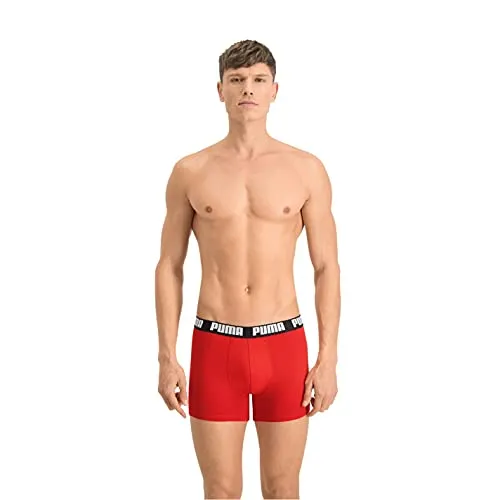 PUMA Herren Puma Basic 2p Boxer Shorts, (Red/ Black 786), S EU