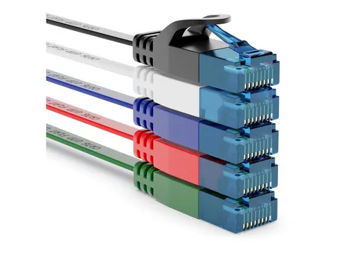 deleyCON 5x 0,5m CAT6 Flaches Netzwerkkabel 1,5mm Flachbandkabel U-UTP RJ45 LAN-Kabel