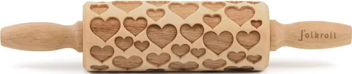 folkroll Teigroller 3D-Motiv-Teigrolle Massivholz, Herzen