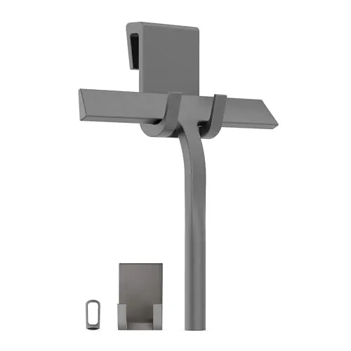 virea Duschabzieher Silikon Grau 23 cm Wischbreite - Scheibenabzieher mit Halterung - Duschkabinenabzieher entfernt rückstandslos Flüssigkeiten - Fensterabzieher mit Edelstahlkern