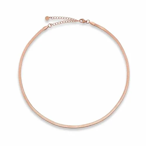 GD GOOD.designs Schlangenkette Rosegold - flache Rosekette ohne Anhänger I Edelstahl Choker Rose 3mm breit - Wasserfest