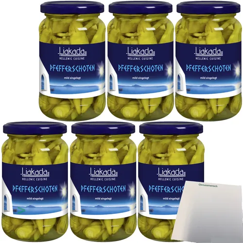 Liakada Pfefferschoten mild eingelegt 6er Pack 6x155g Glas usy Block