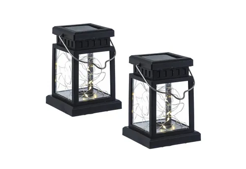 MARELIDA LED Solarleuchte LED Solar Mini Laternen Deko Gartenlaternen Lichtsensor 12,5cm 2er Set, LED Classic, warmweiß (2100K bis 3000K)