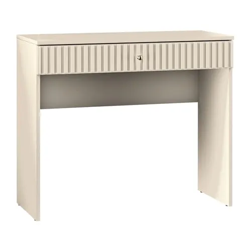 Selsey Schminktisch Caletto - Eleganter Schminktisch 92 cm Breit - Mit Schublade - Stilvolle Lamellenverzierung & Goldene Griffe - Langlebig Feuchtigkeits- & Kratzbeständig für Schlafzimmer