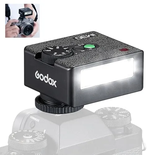 Godox iM30 Mini-Blitz, Speedlite Kompatibel mit Sony ZV1/ZV-E10, Canon, Nikon, Fuji und Ricoh GR3, GN15 Leistung mit 7 einstellbaren Stufen, 6500 K Tageslichtausgleichsblitz, 3,6 s Wiederholungszeit,