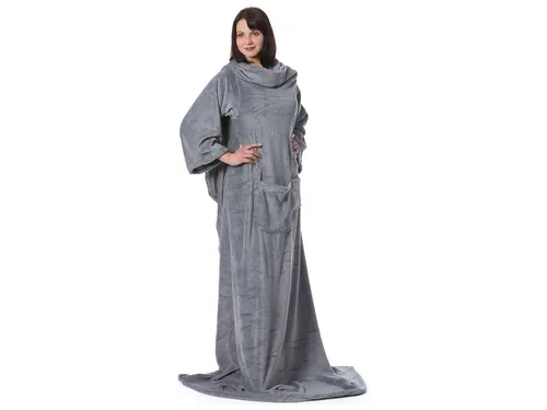 ZOLLNER Wohndecke mit Ärmeln und Taschen, 170 x 200 cm - Vielseitige Bettdecke aus 100% Polyester mit zwei praktischen Taschen, ideal für gemütliche Abende und entspannte Tage im Freien. Pflegeleicht und waschbar bis 95°C für dauerhafte Frische.