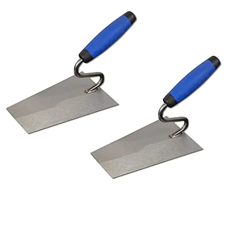 DEWEPRO 2er Set Italienische Tiroler Maurerkelle 180x120x80mm – Putzkelle mit S-Hals Schwanenhals – Gehärtetes 1,2mm Stahlblatt konisch geschliffen – 2K Griff – Profi Werkzeug für Putz und Mörtel
