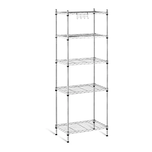 Royal Catering Standregal Metallregal RCMR-1500P19 - 150 kg Tragfähigkeit - Standregal aus robustem Epoxidharz-beschichtetem Metall, höhenverstellbar und mit 5 Ablagen für bis zu 150 kg. Ideal für Küche und Lager, bietet vielseitigen Stauraum und einfachen Zugang.