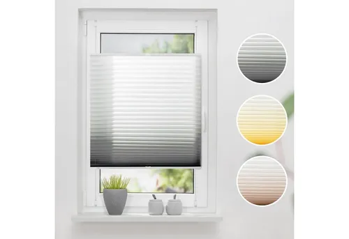K-HOME Plissee Farbverlauf Sunrise, Lichtschutz, ohne Bohren, verspannt, Klemmfix