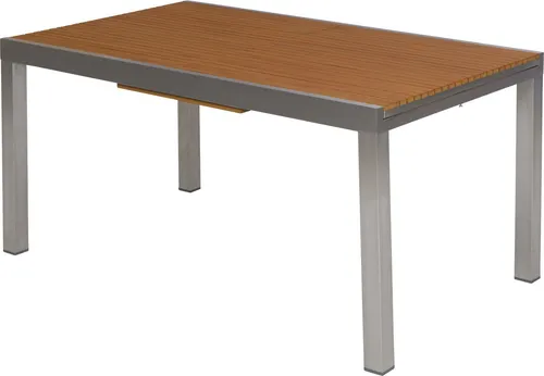 MERXX Ausziehbarer Gartentisch - Genießen Sie gesellige Stunden im Freien mit diesem stilvollen Ausziehtisch. Mit einer Grundgröße von 150 x 90 cm lässt sich der Tisch auf 200 cm erweitern und bietet Platz für mehr Gäste. Robustes Aluminiumgestell und pflegeleichte Kunststoffplatte in Holzoptik.