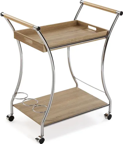 Versa Versatile Style Servierwagen, MDF-Holz & Metall, 78.5x42x68.5 cm, Braun
