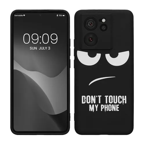 kwmobile Hülle kompatibel mit Xiaomi 13T / 13T Pro - Handyhülle Silikon Case - Don't Touch My Phone Weiß Schwarz