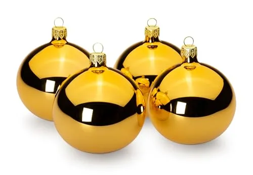 SIKORA Essentials Klassische Christbaumkugeln aus Glas in gold von SIKORA