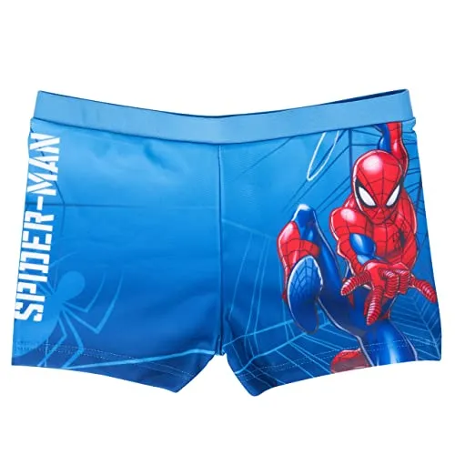 Marvel Spiderman Badehose für Jungen Schwimmhose Badekleidung Hose Kinder Blau (as3, Numeric, Numeric_122, Numeric_128, Regular)