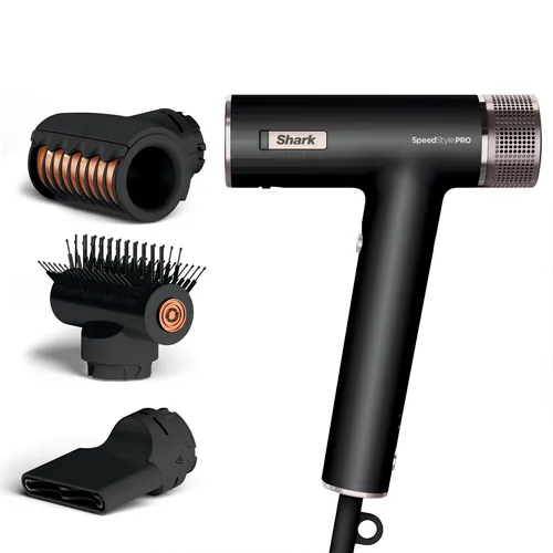 Shark SpeedStyle Pro Haartrockner - Haartrockner mit Kopfhautschutz, 3 Aufsätzen und integrierter Ionisierungstechnologie für weniger Frizz und gesund glänzendes Haar.