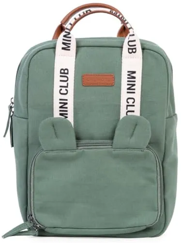 Childhome Mini Club Kinderrucksack aus Baumwolle, Grün - Ranzen, Taschen & Rucksäcke - Moderner, unisex Schulrucksack aus hochwertiger Baumwolle, ideal für Kinder und perfekt für den Alltag.
