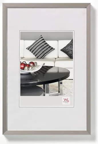 Walther Design Bilderrahmen Stahl 40 x 60 cm - Wand- & Tischbilderrahmen mit schmalem Blockprofil, eloxierter Oberfläche und Galerieaufhängung für ein modernes und stilvolles Ambiente.