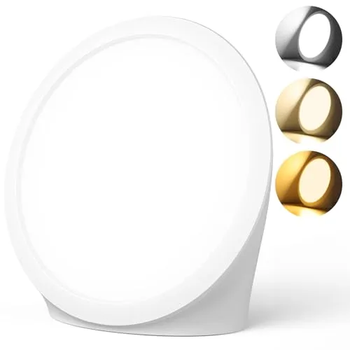 Tageslichtlampe 10000 Lux Sonnenlicht mit 3 Lichtfarben, 6 Timern, 5 einstellbaren Lichtintensitäten und Memoryfunktion, Sonnenlampe UV-frei für schreibtisch