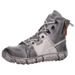 KRISBUT Winterstiefel Damen - Stylischer Schnürstiefel in elegantem Grau mit hochwertigem Glattleder. Beidseitiger Reißverschluss und weiches Futter bieten optimalen Komfort und perfekten Sitz. Die flexible Gummisohle sorgt für sicheren Halt bei kalten Temperaturen.