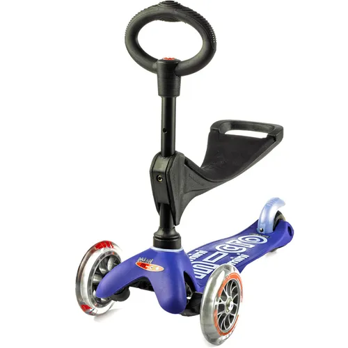 Mini 3-i-1 Deluxe - Blue - Roller / Kickboards für Kinder von 1-5 Jahren, mit umbaubarem Sitz für sichere Nutzung und flexiblen Übergang zu Stehen. Ideal für erste Rollerfahrten und Motorik-Training.