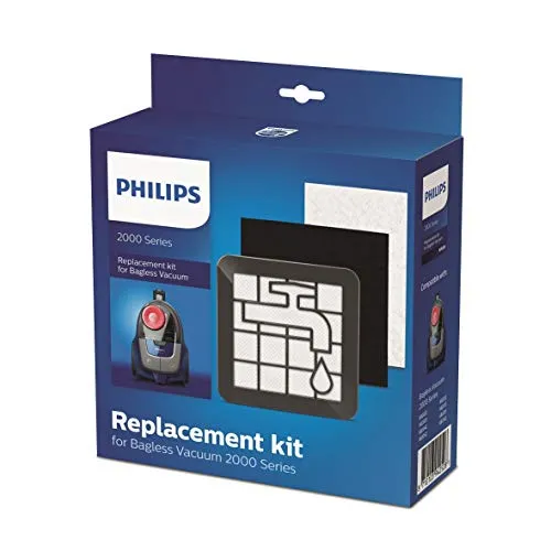 Philips XV1220/01 Ersatz-Filter-Set für beutellose Staubsauger Serie 2000, Schwarz/Weiß