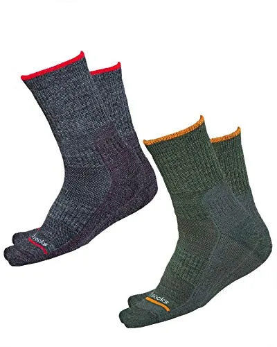 vitsocks Damen Wandersocken MERINO WOLLE warme Wandern Socken, Merinowolle Trekkingsocken Outdoor Funktionssocken, 2er Pack oliv grau, 39-42