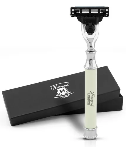 Haryali London Nassrasierer 3-Klingen-Rasierer mit Smart Grip - Eleganter 3-Klingen-Rasierer für Herren und Damen. Der rutschfeste Griff sorgt für Komfort und Kontrolle. Ideal für eine gründliche Rasur – vielseitig einsetzbar für Gesicht und Körper.