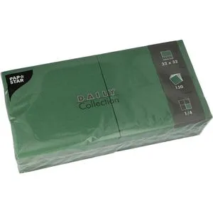 Papstar Servietten 89644, Daily Collection, 32x32 cm, 1/4-Falz, 2-lagig, dunkelgrün, 150 Stück