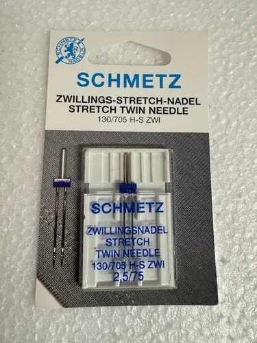 Zwillingsnadel Schmetz  Stretch Stärke 75 - Nadelabstand 2,5mm Flachkolben 1
