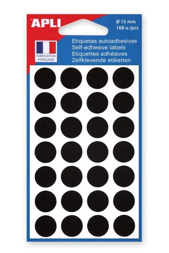 APLI Markierungspunkte Durchmesser: 15 mm rund schwarz 168 Stück