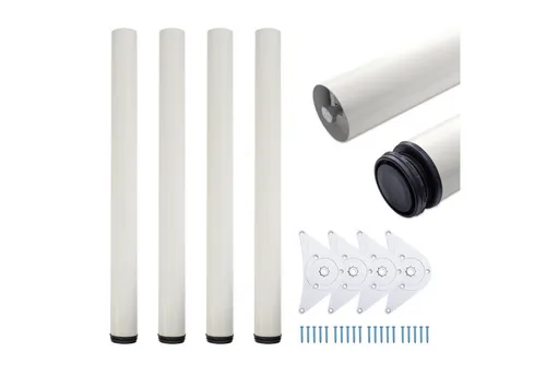 sossai® Premium Tischbeine TBWH - Höhenverstellbar in Weiß - Möbelfüße mit zeitlosem Design, höhenverstellbar von 71 - 73 cm, inklusive Montagezubehör für eine einfache und schnelle Installation.
