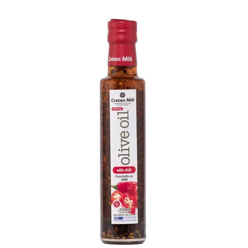 CRETAN MILL 15752 Olivenöl mit CHILI-Aroma (ganze Chili) 250ml Flasche von Kreta
