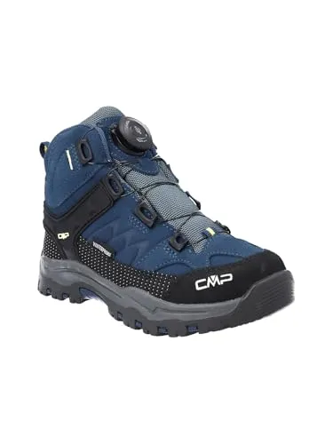 CMP Kid's Kiruna Mid Fitgo Trekking Shoes WP - Wanderschuhe für Kinder in Blau, Größe 38 - Wasserdichte Wanderschuhe mit praktischem Knopfschnürsystem für Kinder - ideal für Abenteuer in der Natur. Perfekt zum Wandern und Trekking!