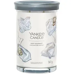 Yankee Candle Soft Blanket Signature Large Tumbler - Kerzen mit 567 g, die süße Träume mit sauberen Zitrus-, luxuriösen Vanille- und warmen Bernsteinnoten verbreiten.