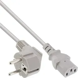 Inline® Netzkabel, Schutzkontakt gewinkelt auf Kaltgerätestecker C13, 3m, grau