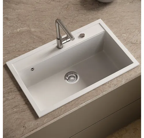 Bergstroem Granitspüle Sydney, Weiß, 80 x 51 cm, Rechteckig, 80/51 cm