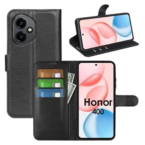 betterfon Handyhülle Kompatibel mit Honor 400 | Premium TPU Klapphülle mit Kartenfächern | Magnetverschluss Wallet Flip Case Standfunktion | Schwarz