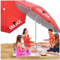 Klappbarer Garten-Strandschirm, doppelt, UV-beständig, faltbar, wasserdichte Hülle - Rot