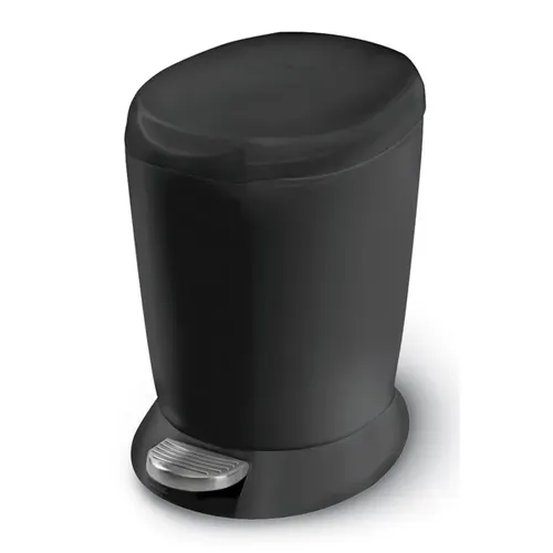 Simplehuman runder Treteimer 6 L, schwarz CW1319 - Haushaltszubehör: Robuster Tretmülleimer mit sanft öffnendem Deckel und herausnehmbarem Inneneimer für einfache Müllbeutelwechsel – ideal für platzsparende Nutzung im Badezimmer oder Büro.