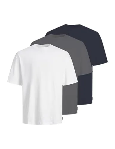 JJ REBEL Herren Jreb Loose Fit Ss Tee 3-Pack Mp, White, S (3er Pack)