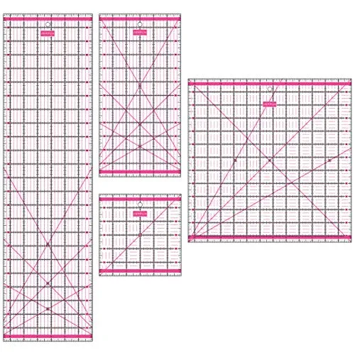 SEMPLIX Patchwork Lineal Set Inch (6x6 inch, 12x6 inch, 24x6,5 inch, 12,5x12,5 inch) (pink)