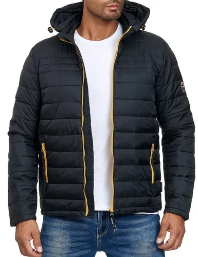 Indicode Allwetterjacke Übergangsjacke Herren - Lascelles - Abtrennbare Kapuze und Tunnelzug Jacke im Steppjacken Look - Windsicher - Ideal für Frühling und Herbst