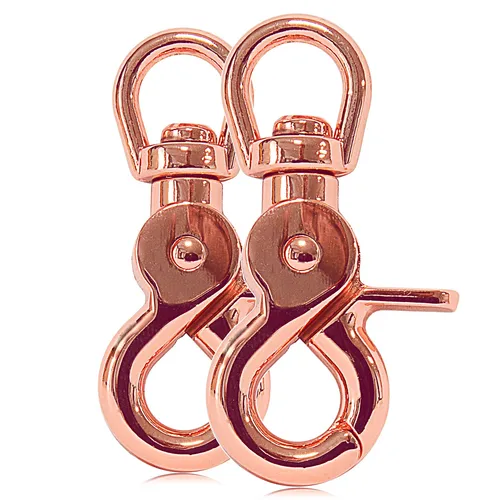 Scheren-Karabiner Haken mit Dreh-Gelenk für Hunde-Leine, 2er SET, Rose-Gold