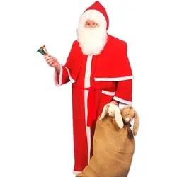 Weihnachtsmann Nikolaus Kostüm für Herren - Einheitsgröße Rot - Festliches Kostüm für Weihnachtsfeiern und Nikolausbesuche, inklusive hochwertigem Kapuzenmantel und Gürtel für authentischen Look und Komfort.